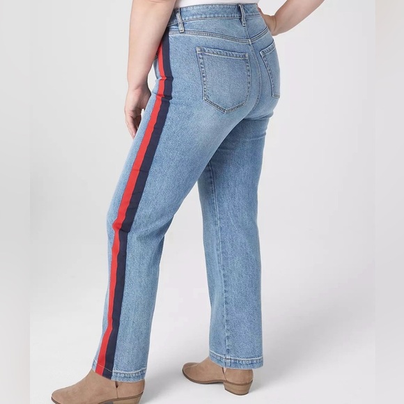 LB Jean Light with Red Blue Side Stripe NWOT - Picture 2 of 7